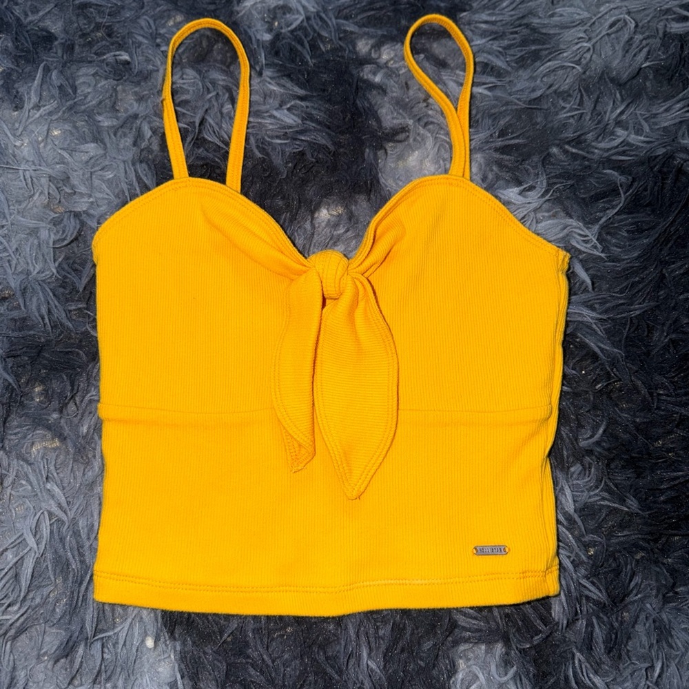 Hollister Bright Yellow Tie-Front Ribbed Cami